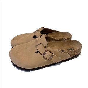 Birkenstock Boston Clogs — Oiled Leather in Tobacco